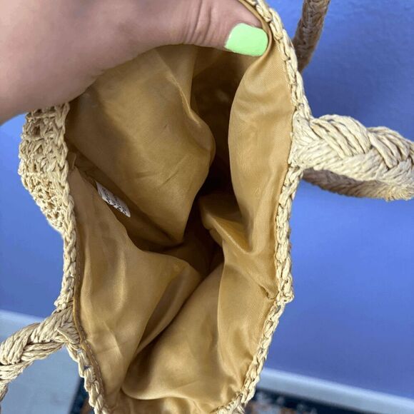 Purse Hand Made Crochet Bag with Beads Tote Beachy 100% Paper 19" x 9.5" x 11" - Picture 3 of 4